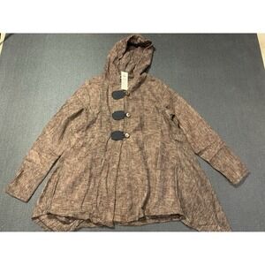 New Kathmandu Imports Nepal Women's 100% Wool Button Down Knit Hoodie Sweater XL